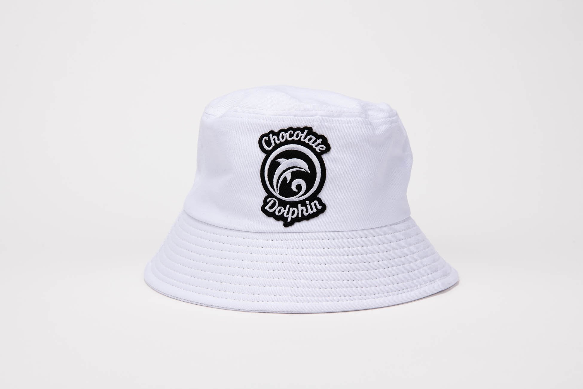 White Bucket Hat w/ Black Patch