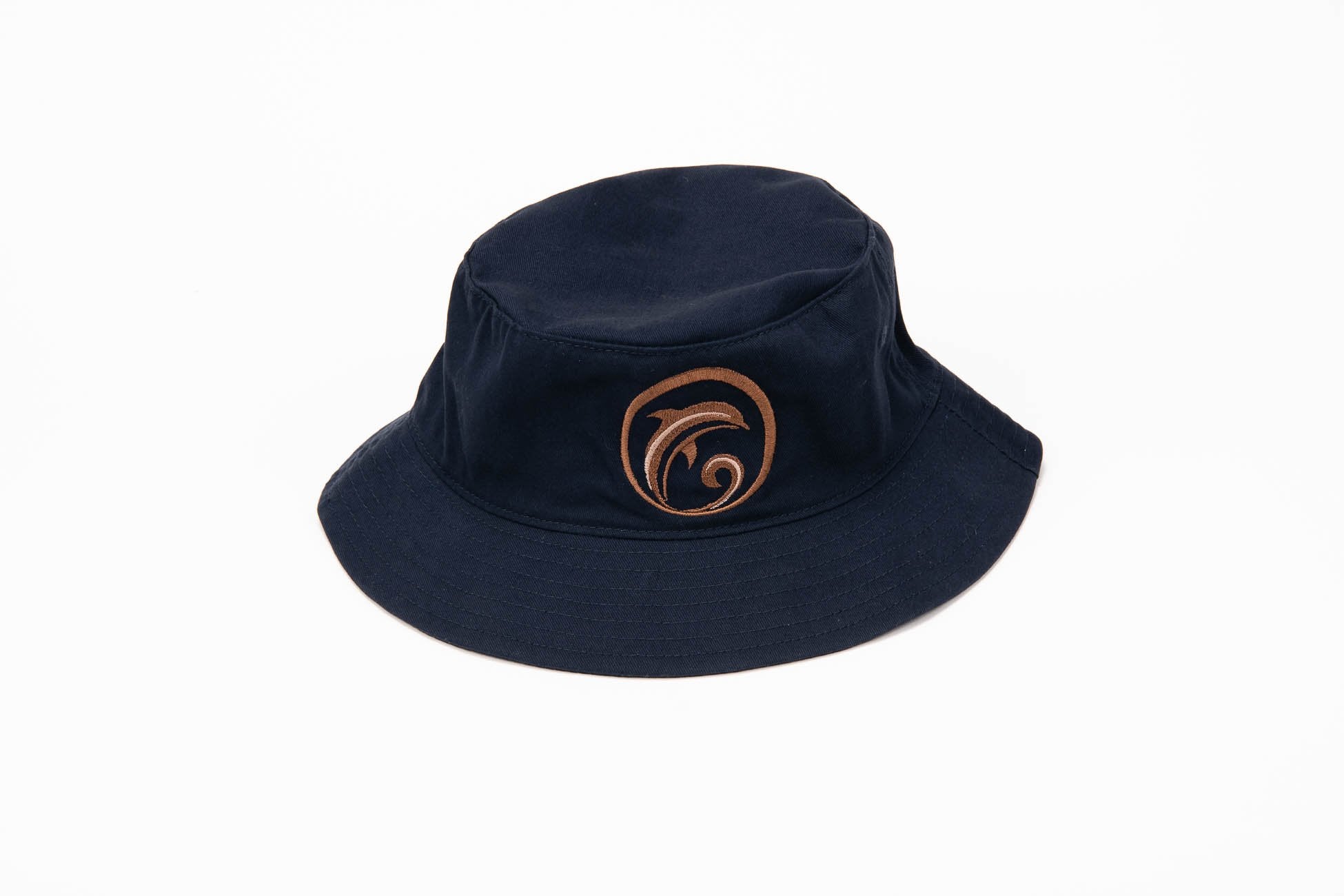 Navy Bucket Hat w/ Brown Logo