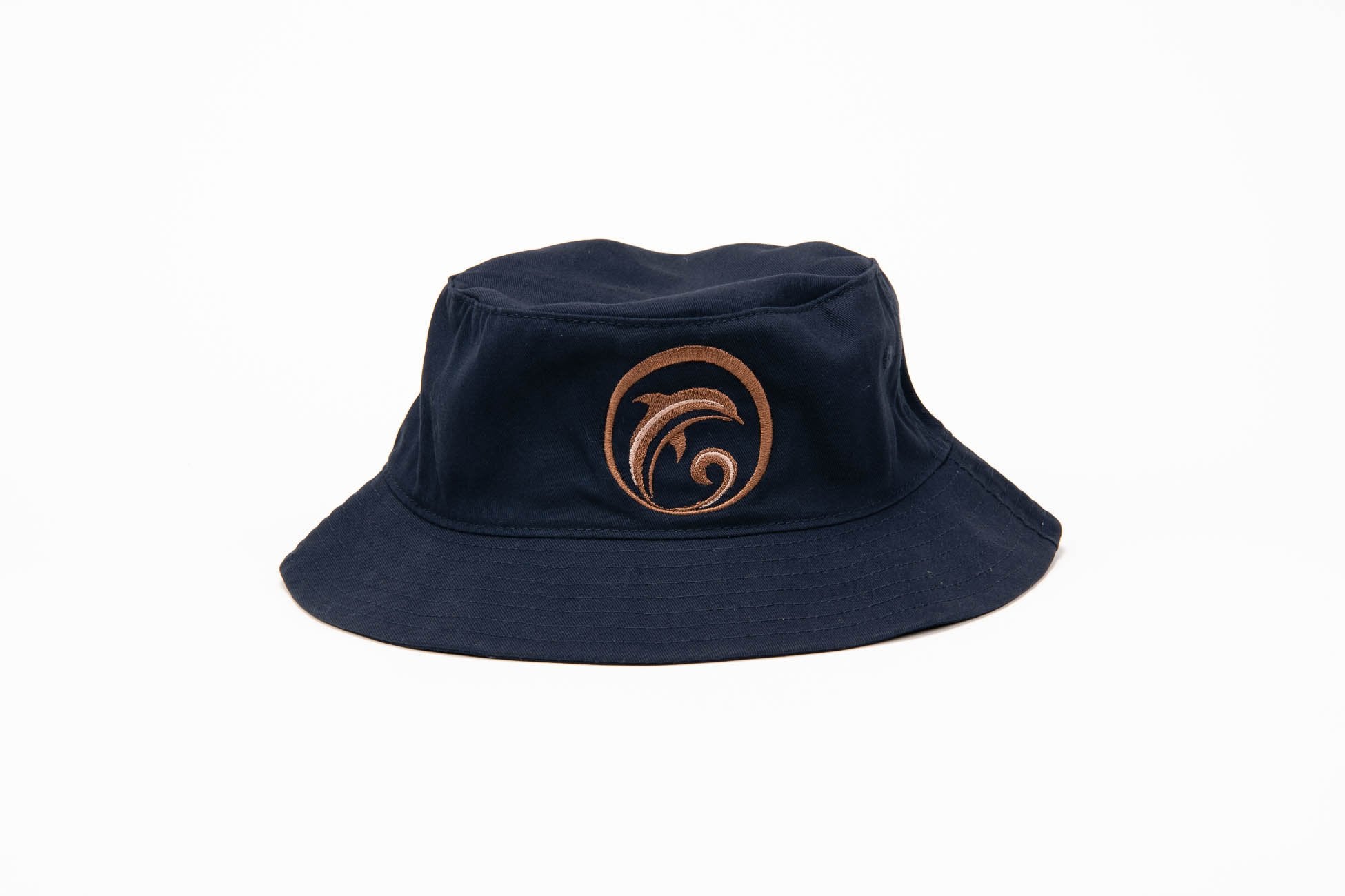 Navy Bucket Hat w/ Brown Logo